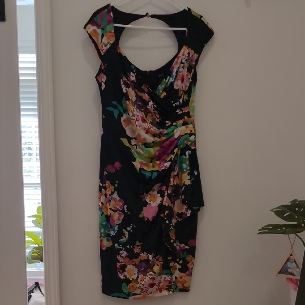 MSK Black Floral Backless Dress